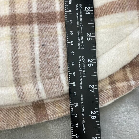Hurley Cream & Brown Plaid Flannel Shacket Jacket Fall Neutral Pocket Size Small - Picture 9 of 12